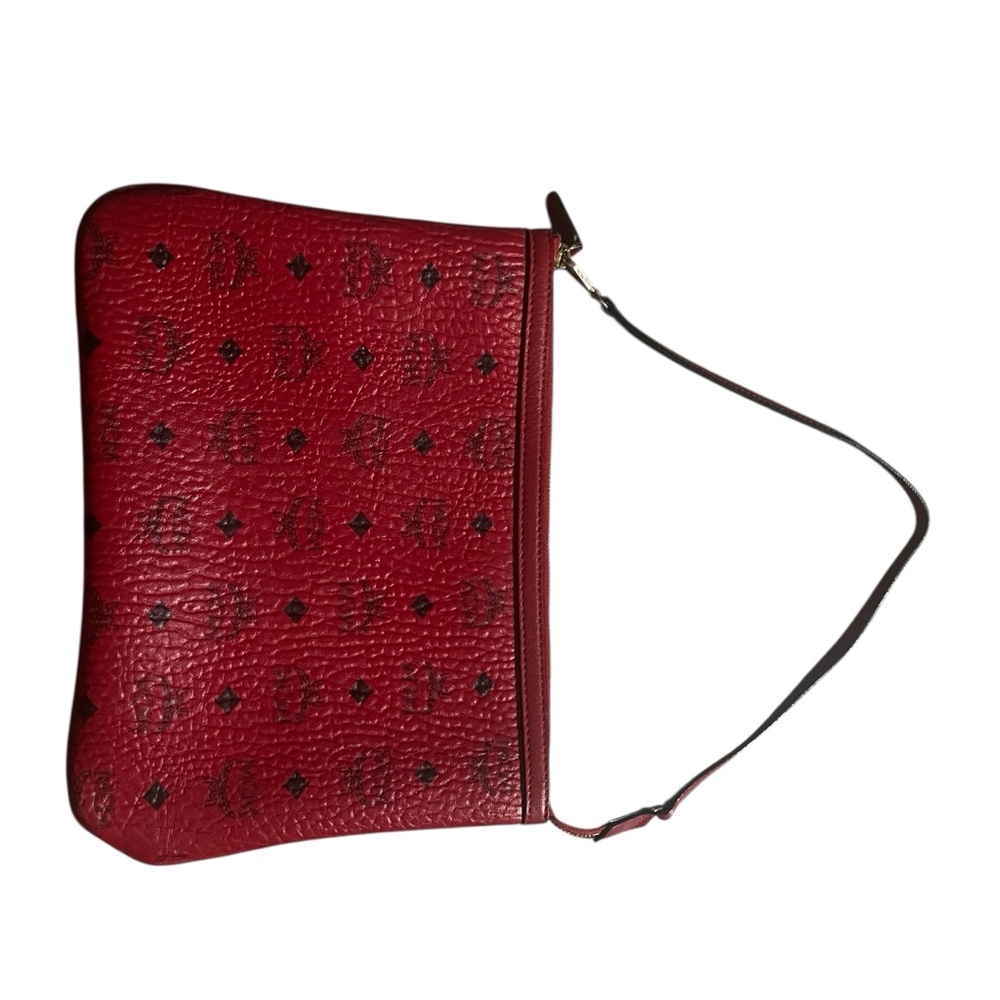 Y2K MCM Visetos Liz Shopper Tote Pouch Leather Monogram Logo Clutch Shoulder Bag - Picture 2 of 10